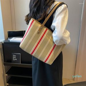 Bolsas de noite bolsa de ombro de lona listrada moda casual para mulheres com grande capacidade