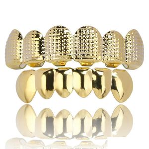 Grillz Dental Grills Punk Hip Hop Teeth Grillz 6 Top Bottom Gold Sier Color False Set Bump Lattice Drop Delivery Jewelry Body Dh2M7