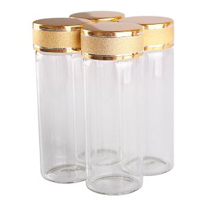 24 pieces 40ml 30*80mm Glass Bottles with Golden Frosted Caps Transparent Glass Perfume Bottle Spice Bottles Spice Jars Wholesale