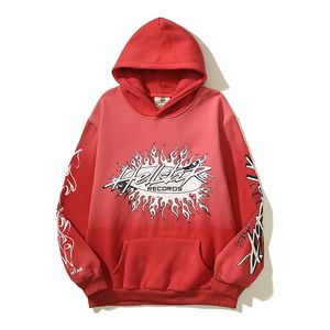 Men's Hoodies Hellstar High Street Ins Vintage Mud Printed Red Hoodie with Fleece for Men and Women Loose Fitting 7M9X 3 ODUB