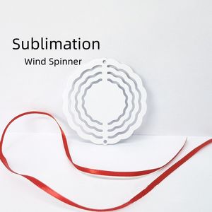 Sublimação Wind Spinner 3 Polegada Branco Alumínio Metal Wind Chime Festivo Pingente Decoração Presentes
