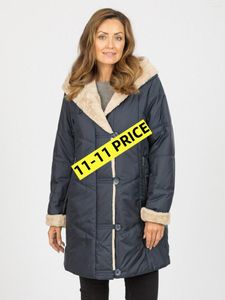 女性のトレンチコートノートフォーク秋の暖かい冬女性のダウンパッド入りコート付き襟カフジャケットフェイクファー