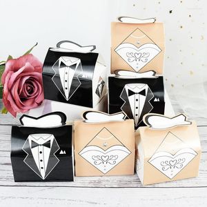 Present Wrap 10st Bride and Groom Dresses Wedding Favor Candy Box Sweet Packaging Påsar Diy Decoration Souvenirs Party Supplies