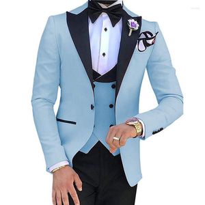 Abiti da uomo Abito da uomo 3 pezzi Collo con risvolto a un bottone Slim Fit Business Party Matrimoni e giacca da cerimonia con pantaloni