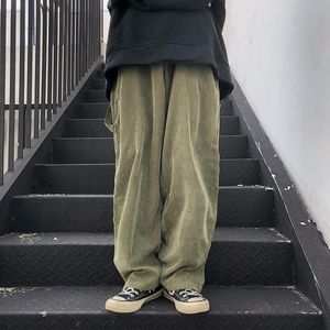 Spodnie Spring Cord Cord Pants Modna moda stały kolor retro proste spodnie Męskie streetwear dzikie luźne spodnie hip hopowe męskie kombinezon