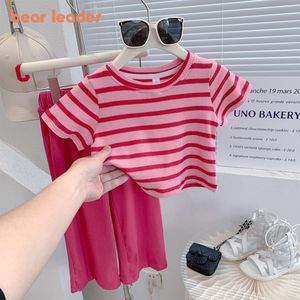 Set di abbigliamento Colletto da orso Estate Pantaloni rosa T-shirt Uniforme scolastica per bambini Set di abbigliamento per bambini in 2 pezzi