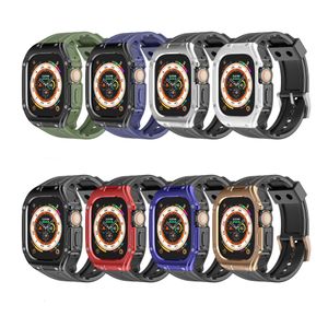 For Apple Watch Ultra 49mm Bands for Men Women Rugged TPU Sport Shockproof Waterproof Scratch-Proof Protective Strap with Bumper Case