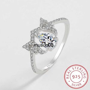 Anelli a fascia 2022 NUOVA moda scava fuori ovale originale S925 anello per coppie in argento sterling per le donne regalo di fidanzamento con diamanti pieni gioielli per feste J230602