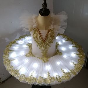 Dancewear Tutu Ballet Led Lanterna Swan Lake Ballet Ator Pancake Tutu Girls Adulto Roupas de Ballet Infantil Roupas de Dança Infantil Tutu Led 230601