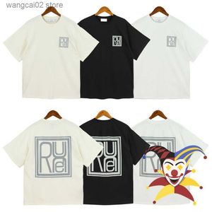 Men's T-Shirts 2023ss Rhude T Shirt Men Women Top Quality Patchwork Short Sleeve RHUDE Top Tee With Tags T230602