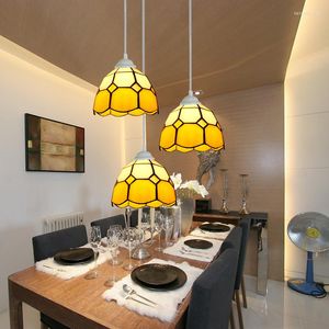 Pendantlampor Medelhavet Tiffany Style Stained Glass Light for Bar Matsal Kaffe hängande lampa E27 110-220V