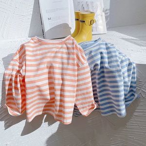 Tshirts Vidmid Childrens Cotton Cotton Stripe Bottomed Tshirt Thirt Thirt Boy and Girls汎用性の高いルーズTシャツ服p5871 230601