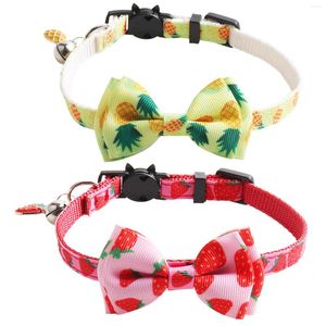 Collari per cani 2 pezzi Summer Fruit Soft Fancy Maschio Femmina Lovely Cleaning Easy Breakaway Bowtie Con Bell Holiday Puppy Gatto comodo