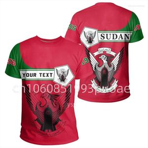 Męskie koszulki sudan flag flagowa z broni graficzna letnia swoboda pullover moda luźna moda T-shirts chłopiec duże krótkie rękawy