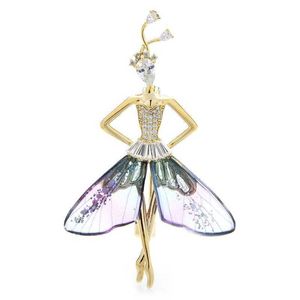 Pins Brooches Wuli baby Dance Fairy Princess for Women 2-color Transparent Wings Angel Girl Office Party Chest Pin Gift G230529