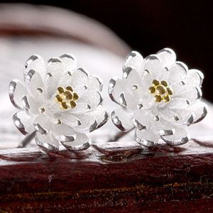 Designer stud earrings s925 sterling silver stud earrings fashion color separation lotus personality flower earrings women's jewelry luxury earrings