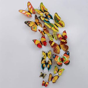 12st 3D Butterfly Wall Sticker Färgglada fjärilar klistermärken bröllop sovrum vardagsrum dekaler vackra fjäril klistermärken