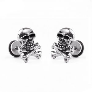 1 pcs For Men's Jewelry Earrings Studs Retro Style Gothic Skull Pirate Skull Motorcycle Titanium Steel Earring Body Piercing