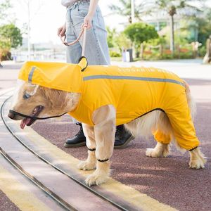 개 의류 애완 동물 반사 슈퍼 방수 후드 레인 코트 내장 저항성 변형되지 않은 중간 큰 개 골든 레트
