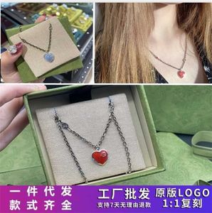 designer jewelry bracelet necklace ring high quality 925 interlocking neck chain enamel red blue love pendant for women