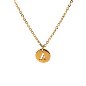 Collane con ciondolo Na Trend Collana iniziale Oro Argento Colore Moneta Lettera Nome Girocollo Gioielli moda donna per regalo donna