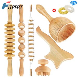 Relaxation 1 Set Wood Therapy Massage Tools Maderoterapia Kit Home Wood Massager Roller Wood Gua Sha Roller Manual Wooden Fascia Massage