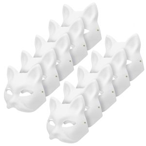 Máscaras de festa Máscaras de gato Masquerade Mask Faça você mesmo branco em branco cosplay rosto papel de festa de Halloween sem pintura pintável animal decorar fantasia Mache 230602