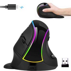 Беспроводная мышь Jelly Comb 2,4G, вертикальная перезаряжаемая игровая мышь RGB для геймера, портативного компьютера, эргономичные мыши с подставкой для планшета