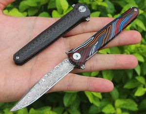 Special offer M6670 Flipper Folding Knife VG10 Damascus Steel Blade Color G10 Handle Ball Bearing Fast Open EDC Pocket Knife