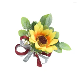 Fiori decorativi Simulazione Girasole Sposo Pettorali Spilla fiore sposa Fiore all'occhiello artigianale per uomo Matrimonio