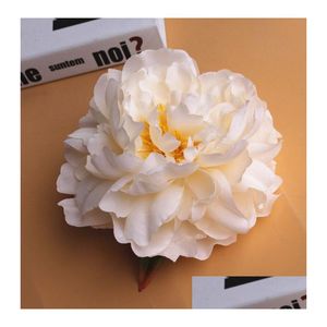 装飾的な花の花輪10pcs/lot人工牡丹フラワーヘッドパーティークリスマス装飾diyシルクウォールバックグラウンドdeco dhzog