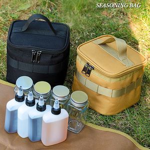 1PC調味料収納バッグ、キャンプポータブル調味料のボトルバッグ、屋外ピクニックバーベキュー用のキャンプ用品