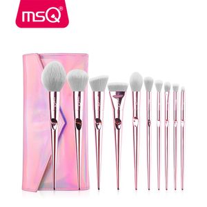 Pędzle MSQ 10pcs makijaż Set Set Blusher Foundation Foundation Make Up Pędze Zestaw Profesjonalne narzędzie do makijażu Travel Makegem