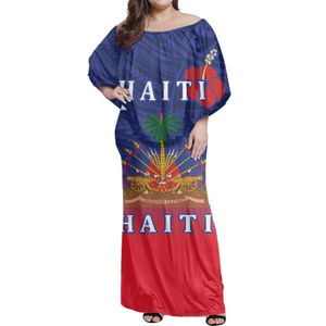 Vestiti alla spalla Short Short Women's Dress Fashion's Sexy Haiti Flag Office Party Comfy Women Polynesian Tribal Stampa Estate 2023