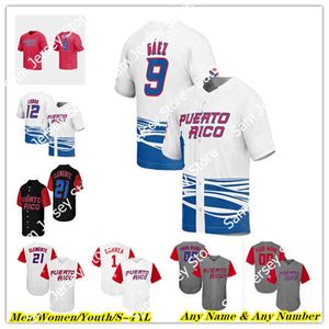 Jerseys 2023 Team Puerto Rico Baseball Jersey Francisco Lindor Javier Baez Molina Carlos Correa Edwin Diaz Marcus Stroman Hernadez Roberto Clemente Cruz 4x