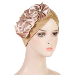 Elastic Women Diamonds Flower Turban Cap Muslim Headwear Flowers Beanie Female Head Wraps Indian Hats Lady Hair Loss Chemo Hat