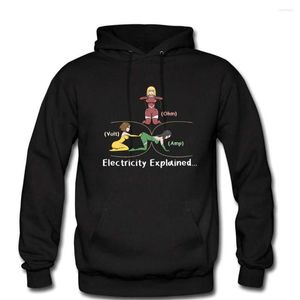 Men's Hoodies Electricity Explained Electrician Electrical Engineer Physics Science Men Cotton Fleece Long Sleeve Hooded Sweatshirt