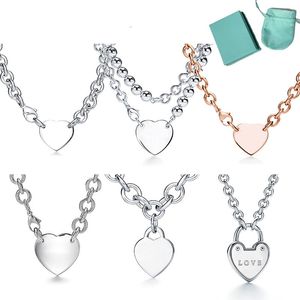 Kedjor Silver Ball Balls 925 Classic Hardware Fashion Heart Pendant Halsband Halsband smycken Festival gåva