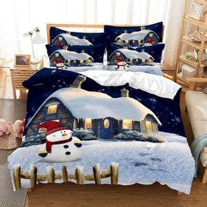寝具セットかわいい雪だるまセット布団カバークリスマスツリーキングキルト装飾子供用寝室ホテルl221025