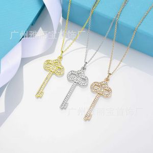 Designer's High Edition Steel Seal Brand Full Diamond Iris Key Necklace with 18K Rose Gold Plating on White Copper Fashionable and Versatile Small Pendant