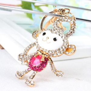 Chaveiros Rosa Macaco Cauda Longa Lindo Pingente Bolsa de Cristal Bolsa Chaveiro Chaveiro Feminino Jóias Acessórios para Festa de Aniversário Presente