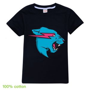 Файрты мистер Wolf Beast Kids Kids Summer Summer Rilbing Коттонная маленькая мальчика для мальчиков мода Oneck Tees одежда подростка девочки милые топы 6 8 10t 230601