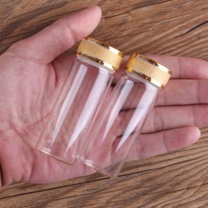 24 Stück 40 ml 30 x 80 mm Glasflaschen mit goldenen, mattierten Kappen, transparente Glasparfümflaschen, Gewürzflaschen, Gewürzdosen, passend