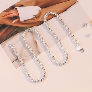 Zincirler Nareyo Classic 4mm Yuvarlak Kutu Zinciri 925 Sterling Gümüş Kolye Erkek Kadın Moda Takı Partisi Noel Hediyeleri