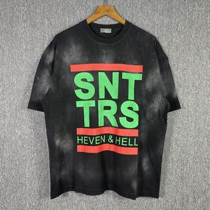 Männer T-Shirts Hohe Qualität Tie Dye Vintage T-Shirt Männer Graffiti Alte Gebrochene Brief Drucken Frauen Top T Streetwear Shirt kleidung