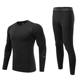 Herrspårspår Komprimering Sportkläder Mäns körstrumpbyxor Gym Leggings Fitness Top Long Shirts Rash Guard Male Winter Thermal Underwear Sports J230601