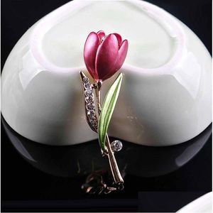 Pins Brooches Diamond Flower Tip Brooch Pins Enamel Cor Lapel Designer Wedding Fashion Jewelry For Women Drop Delivery Dhkps