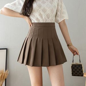 Dresses White Jk Pleated Skirt Summer Women High Waist Preppy Suit Skort Vintage Sexy Japan Black Brown Ruffle Tennis A Lina Skirts 2022