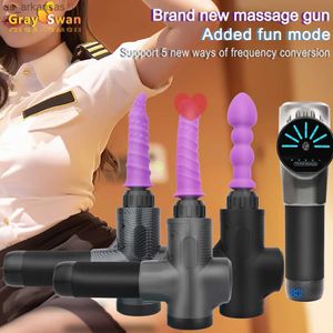 Vibrator för kvinnliga män massage pistol stöd roligt läge vibrationstillbehör silikon huvud för fascia pistolhuvuden rekyl booster l230523