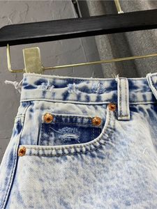 Kvinnors shorts hög midja enstaka bröstkvinnor jeans korta byxor fransade wideleg sexiga kvinnors denim sommarkoreanska kläder 230601